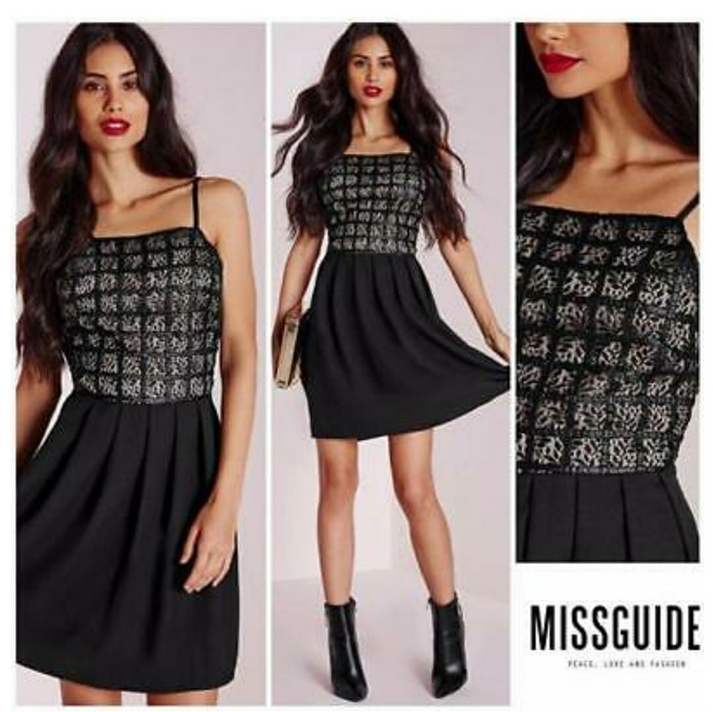 MissguidedNWT Lace and Vegan Leather Lattice Dress